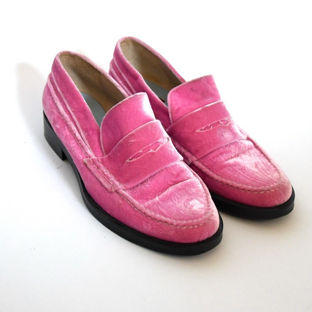 MR by Man Repeller Pink Velvet Loafers